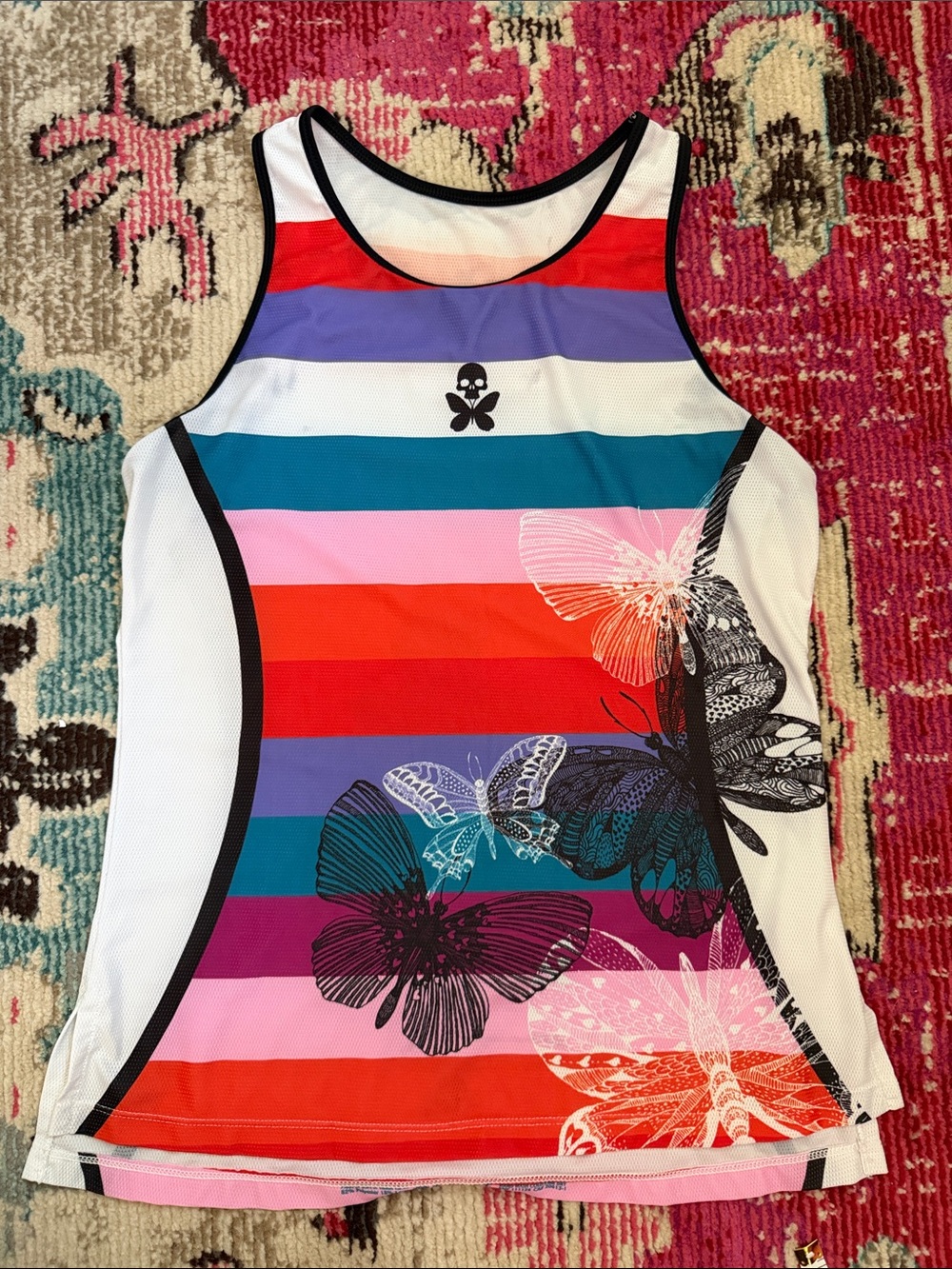 Striped Multi-Color Butterfly Tank Top - Women's Athletic Tank